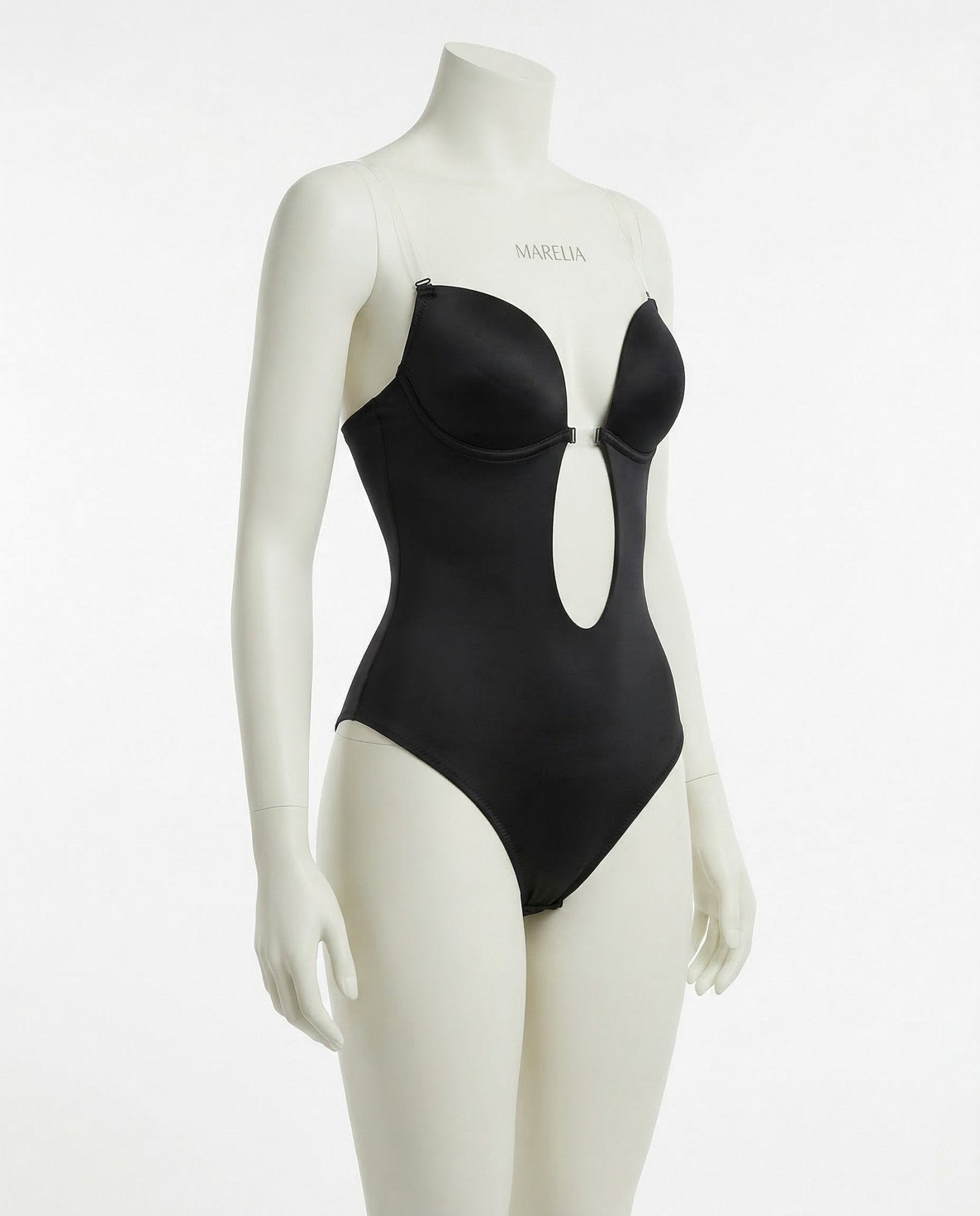 Black backless plunge invisible bodysuit