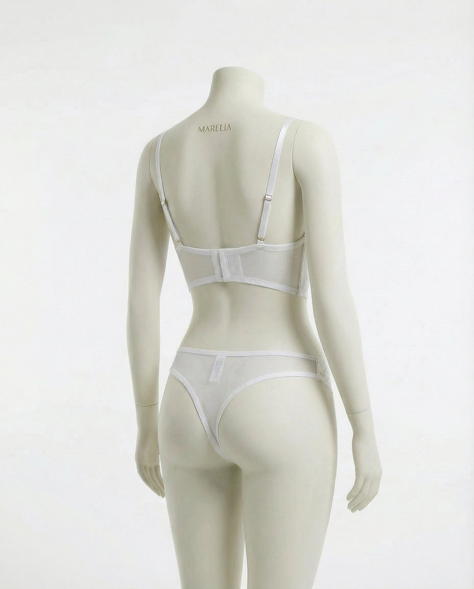 White Lace Bra And G-String Set - Marelia