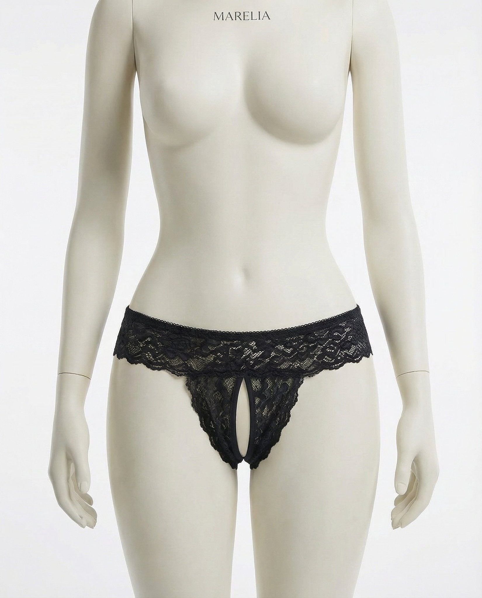 Black Marelia - Lace Open Crotch Brief