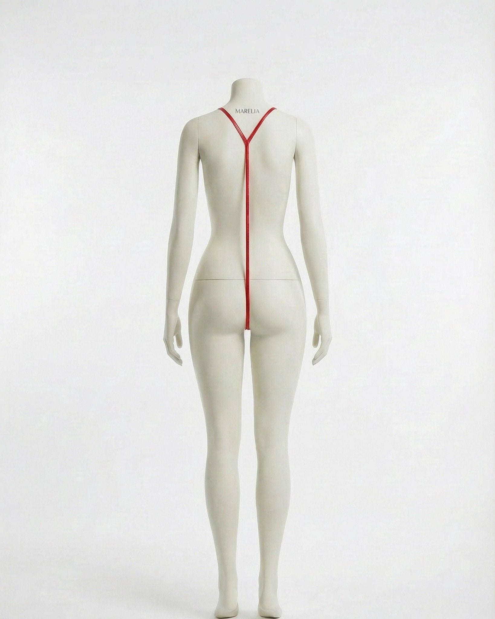 Red Metallic Open Cup Strappy Bodysuit - MARELIA