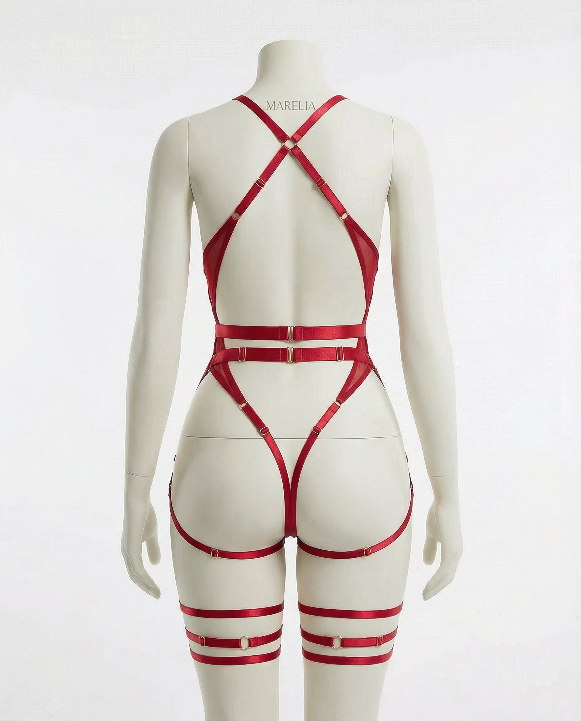 Strappy Halter Bodysuit With Garter Belt