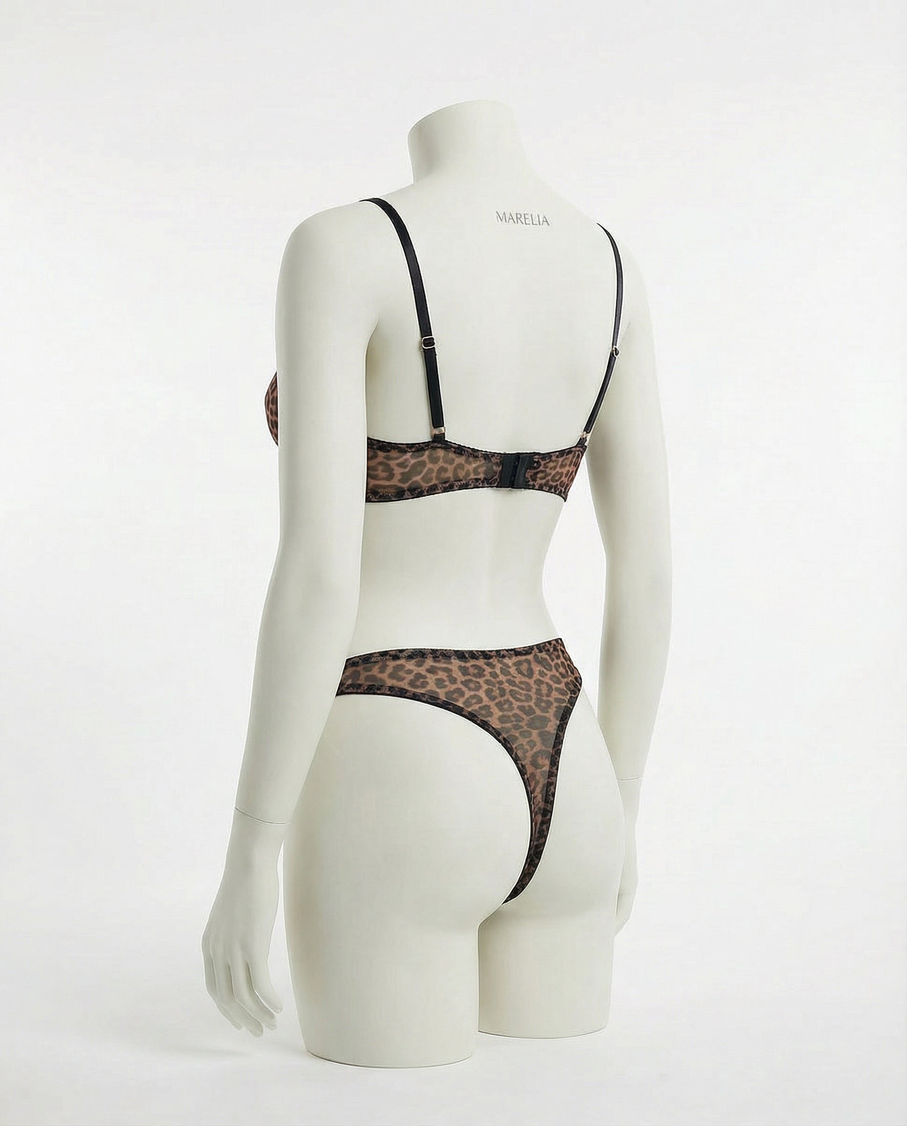 Leopard Print Mesh Bra And Thong Set