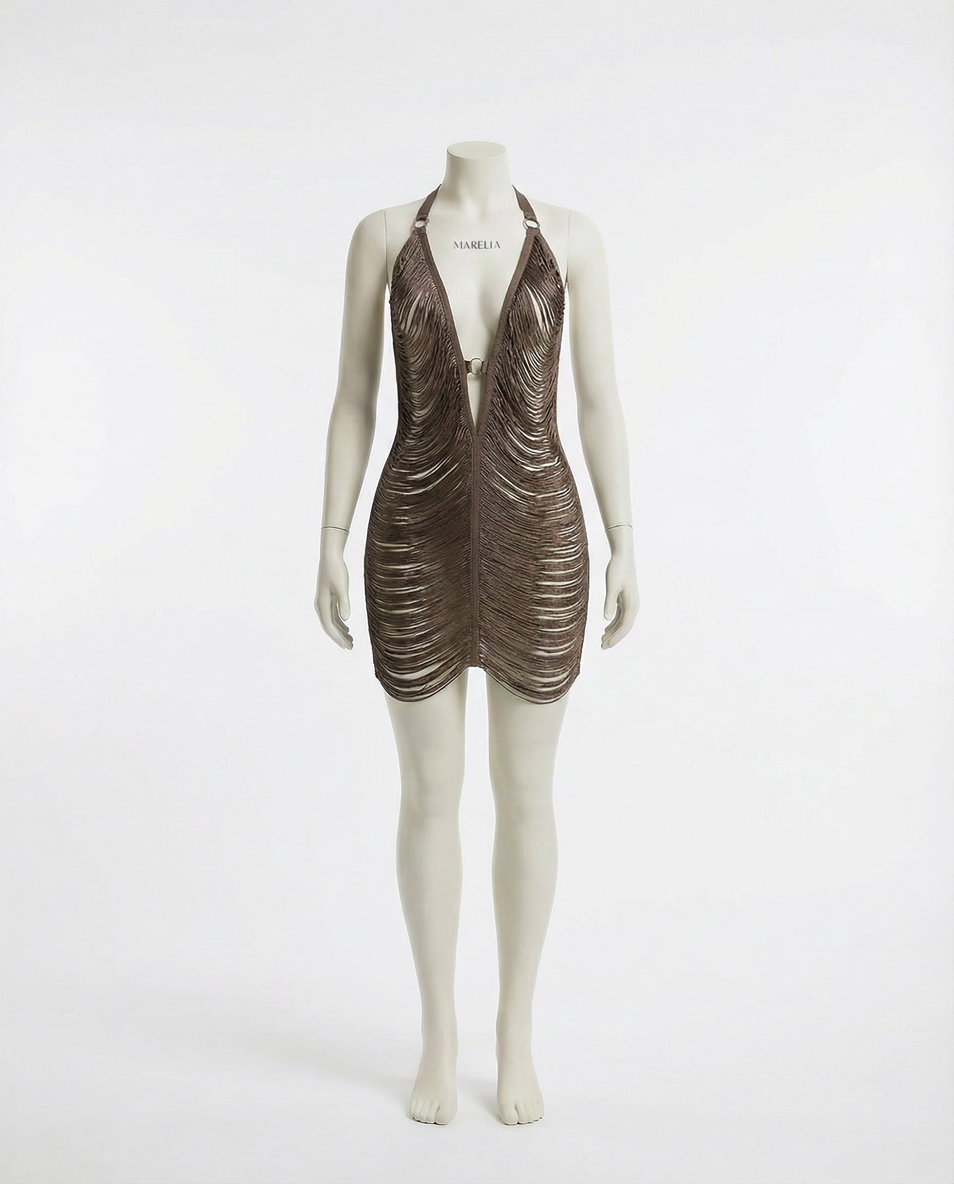 Marelia - Fringe String Halter Mini Dress