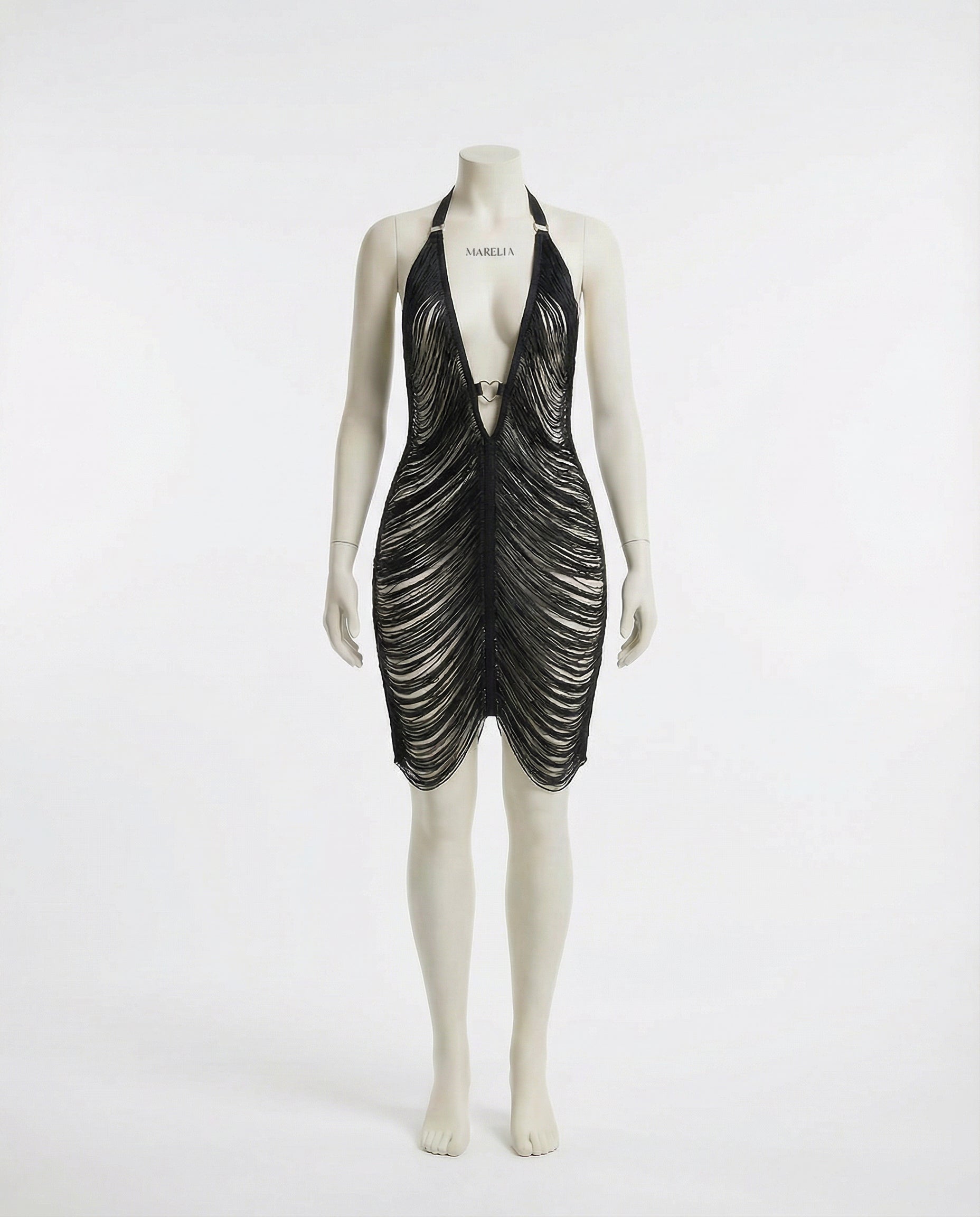 Marelia - Fringe String Halter Mini Dress