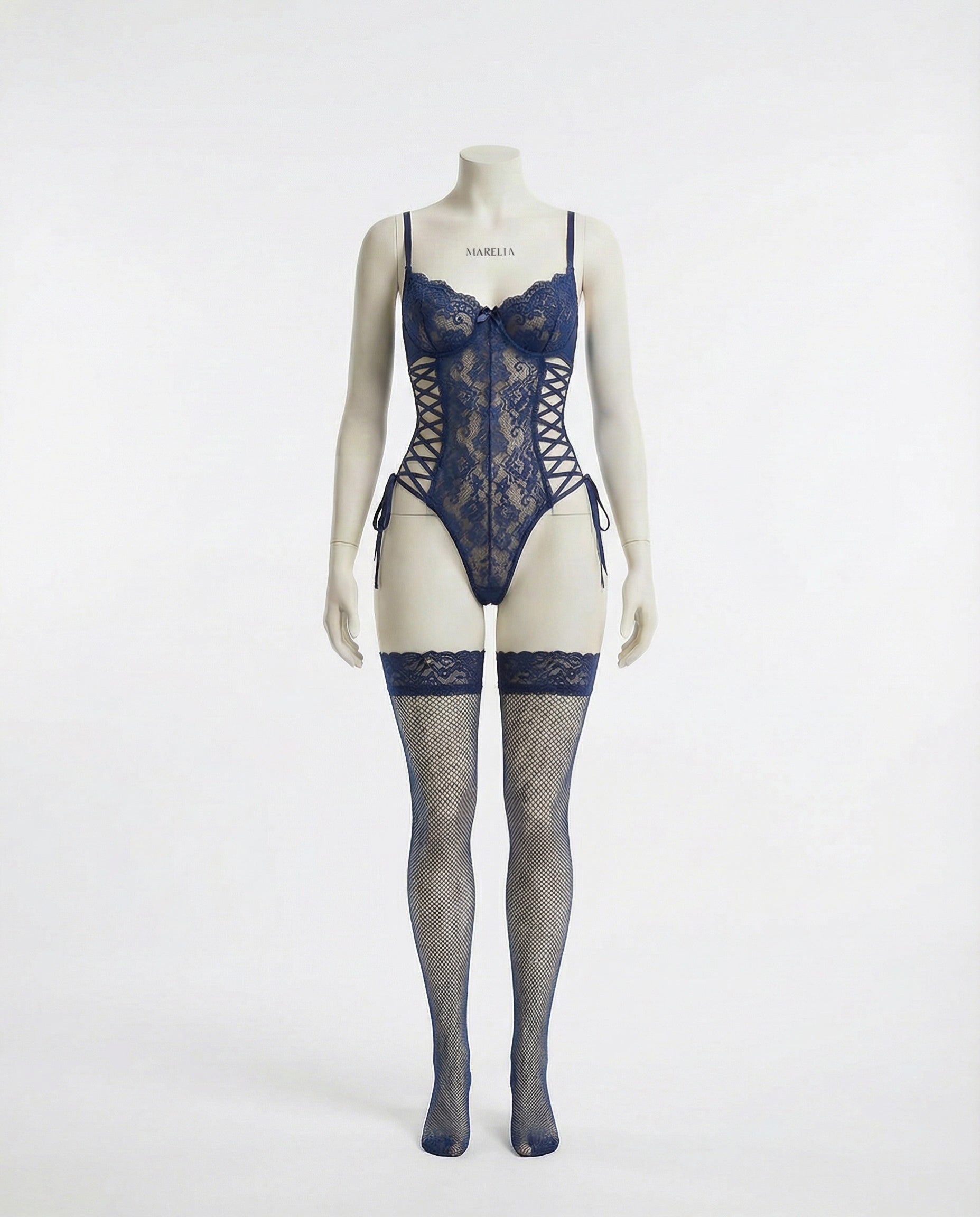 Marelia - Lace Bodysuit With Side Lace-Up Detail