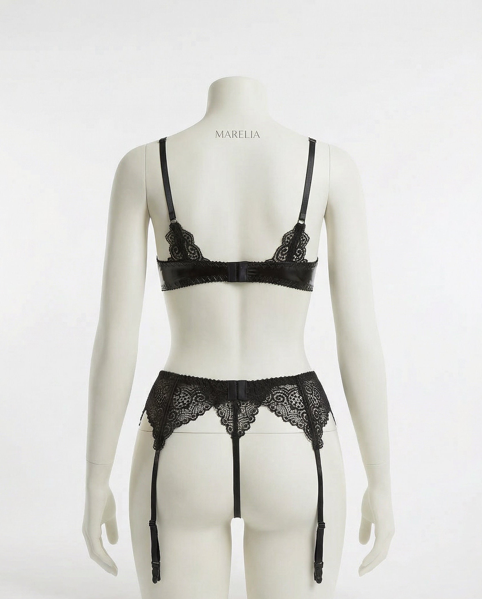 Marelia - Lace Trim Bra And Suspender Belt Set