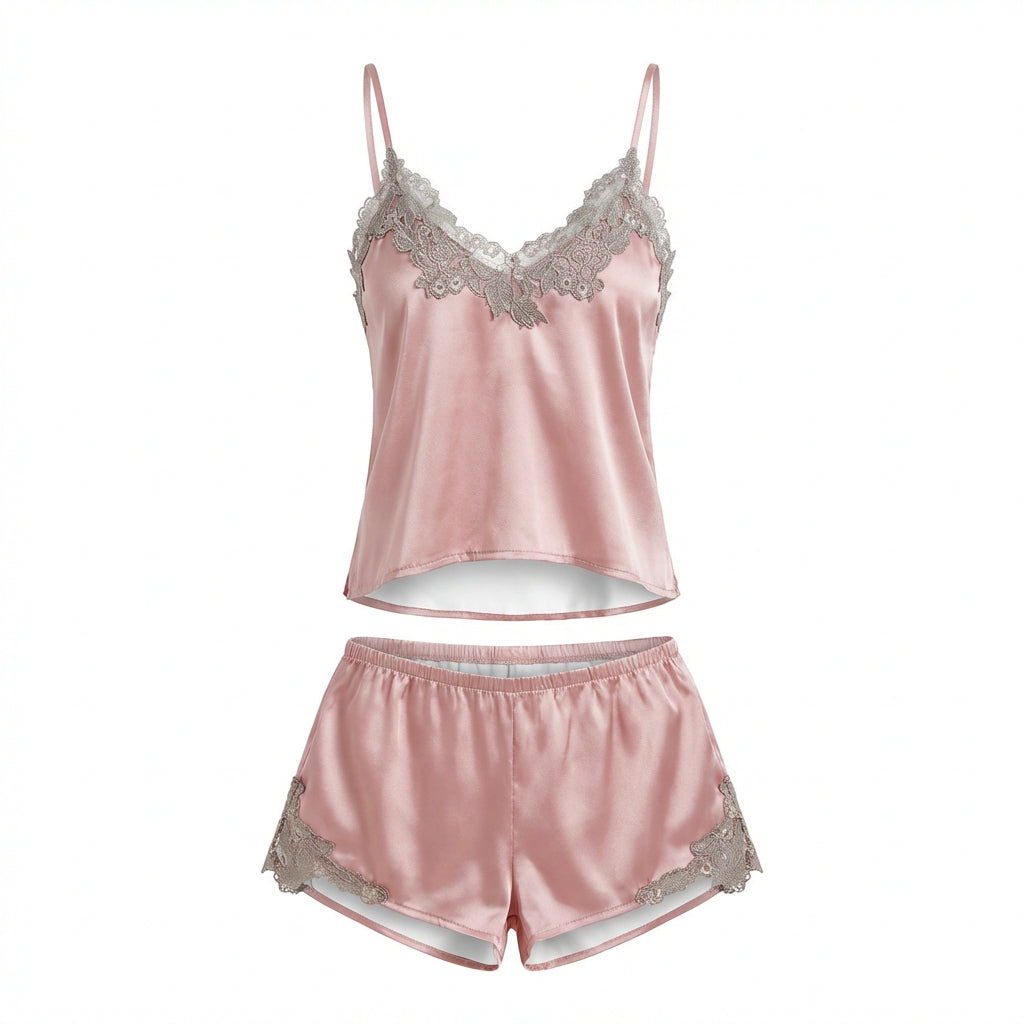 Marelia - Lace Trim Camisole And Shorts Set