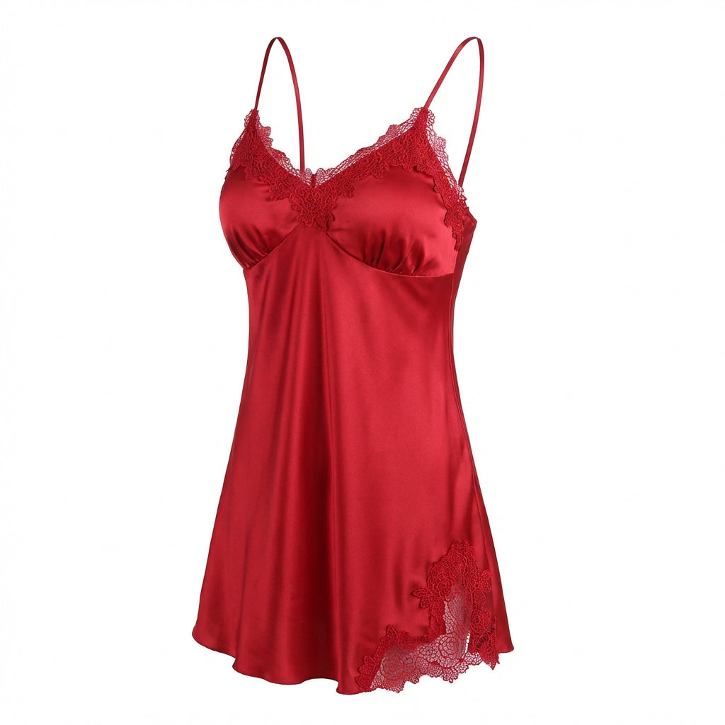Marelia - Lace Trim Chemise With Built-In Cups