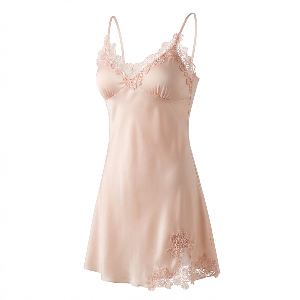 Marelia - Lace Trim Chemise With Built-In Cups