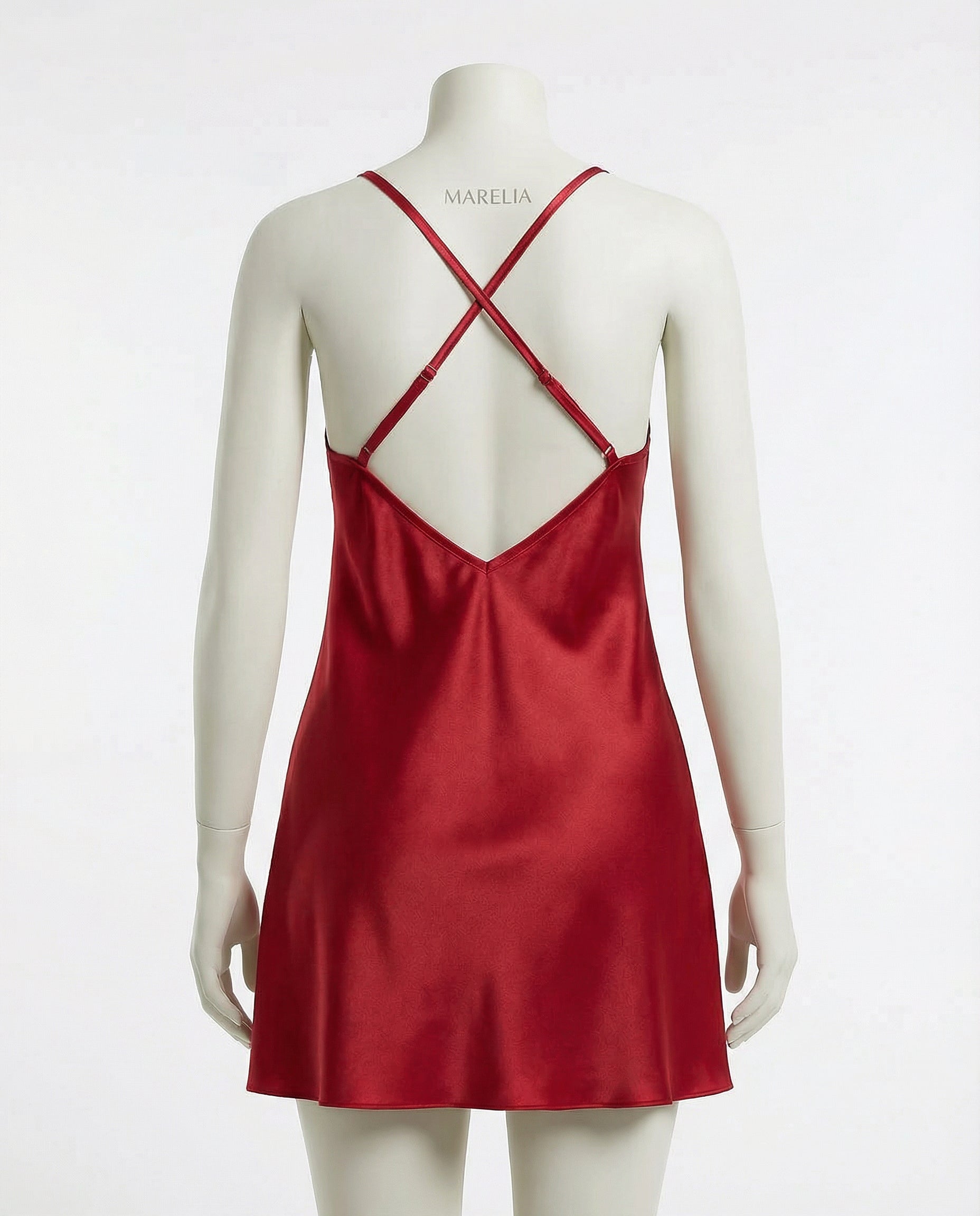 Marelia - Lace Trim Chemise With Cross Back Straps