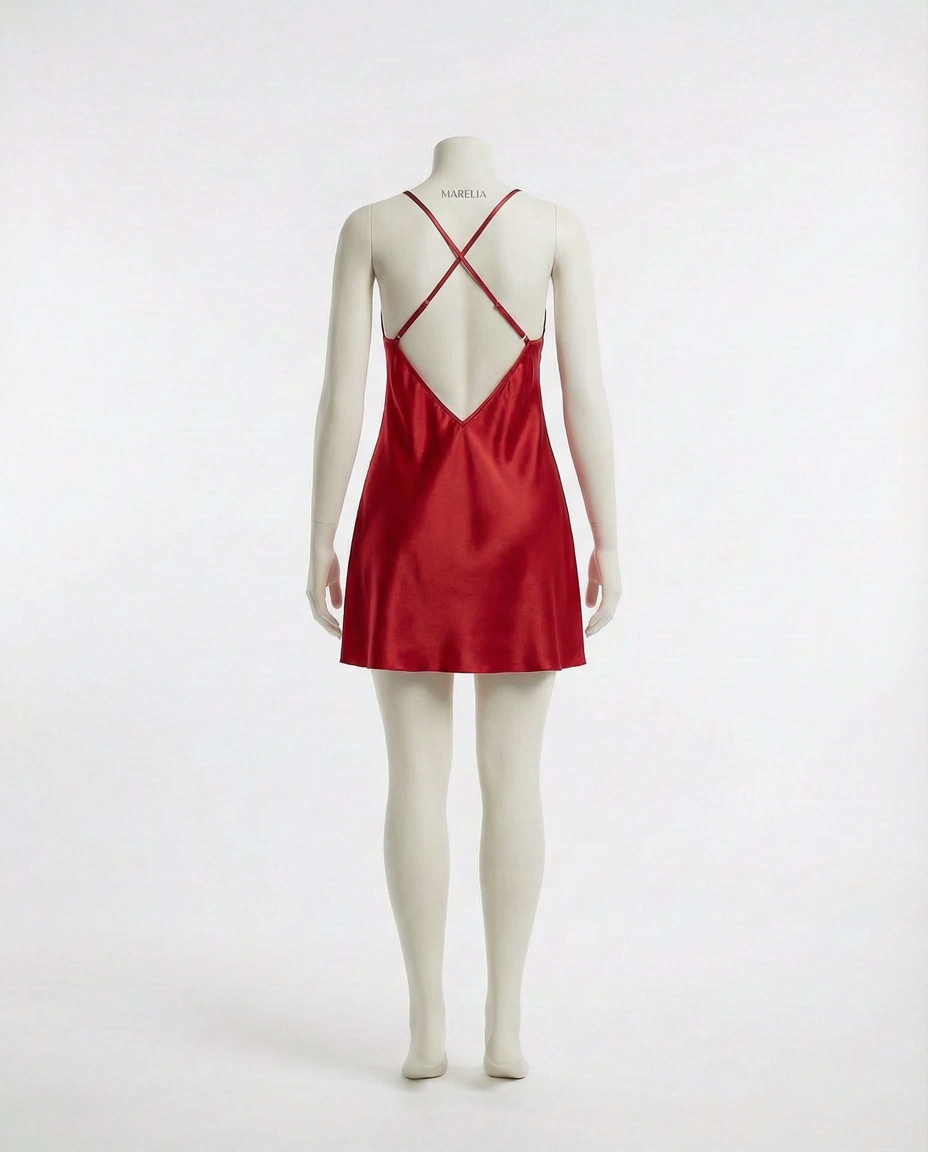 Marelia - Lace Trim Chemise With Cross Back Straps