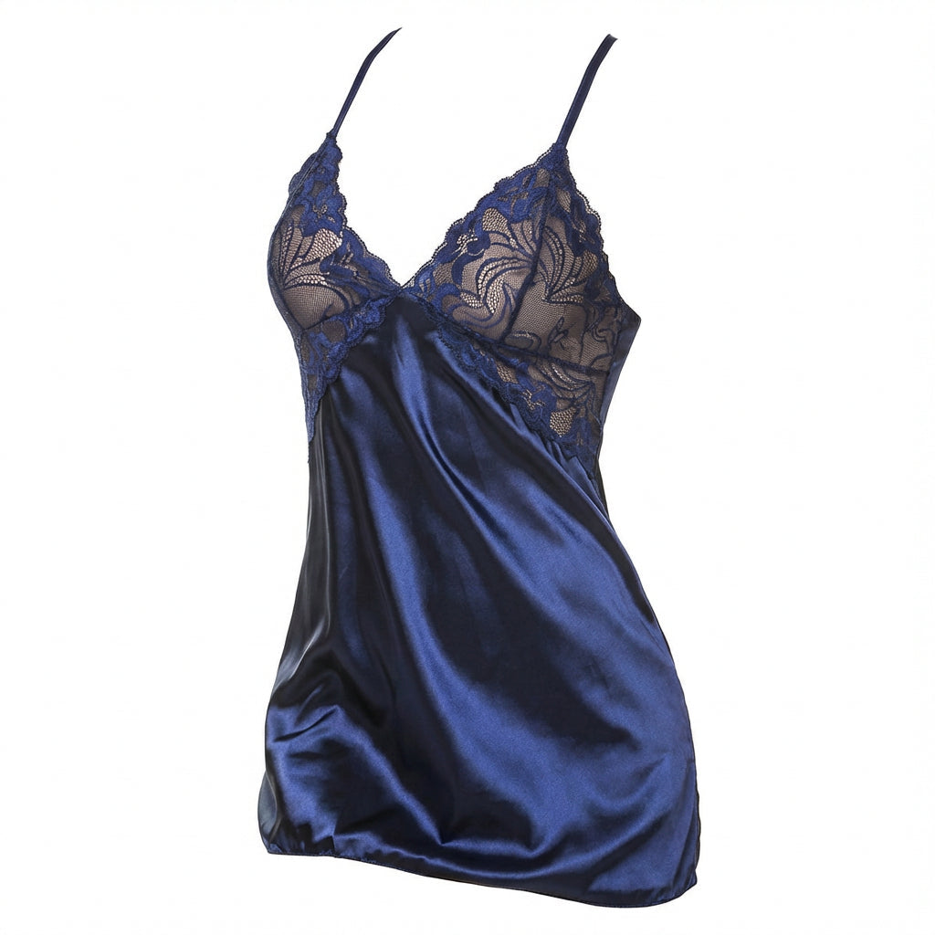 Marelia - Lace Trim Chemise With Cross Back Straps