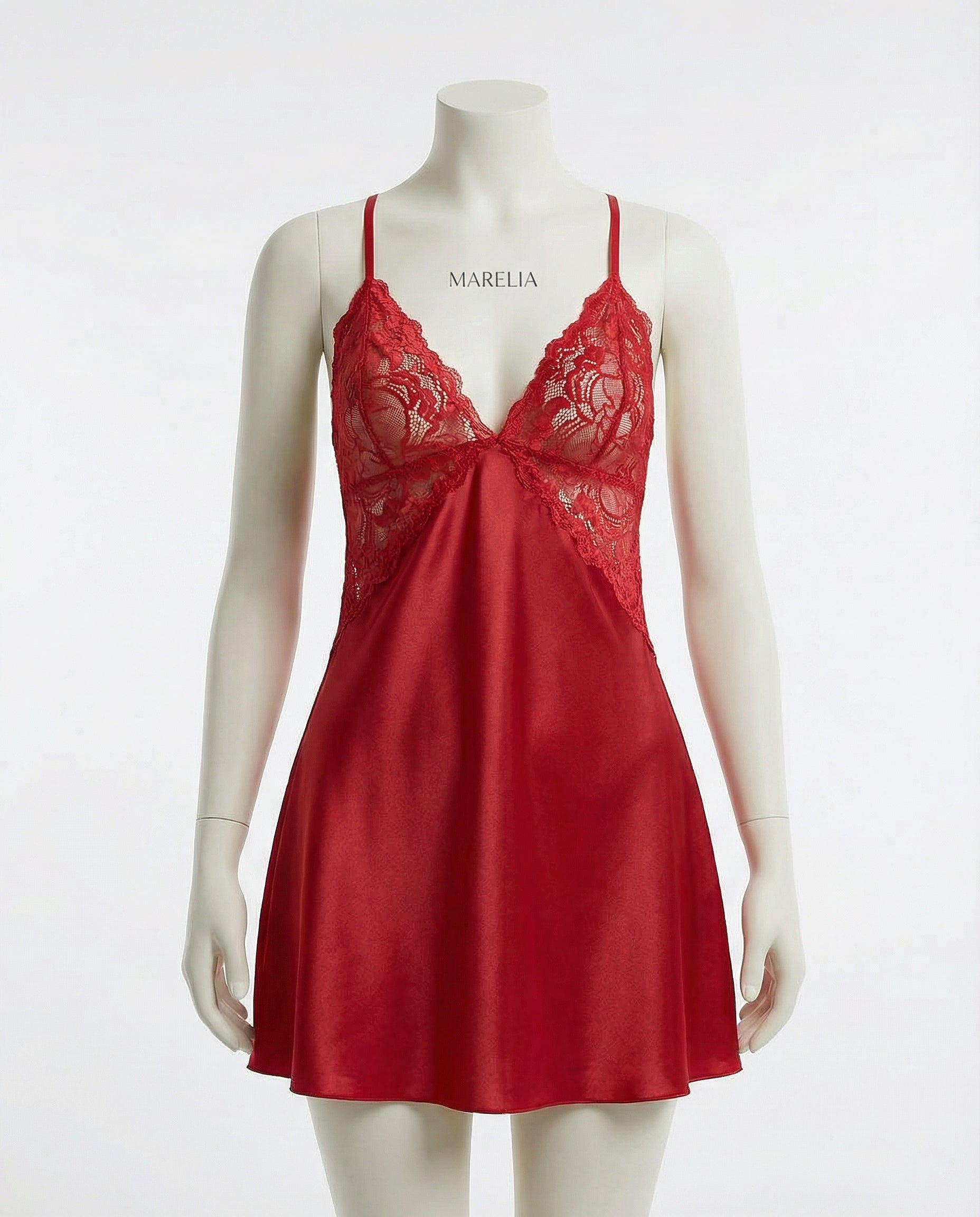 Marelia - Lace Trim Chemise With Cross Back Straps