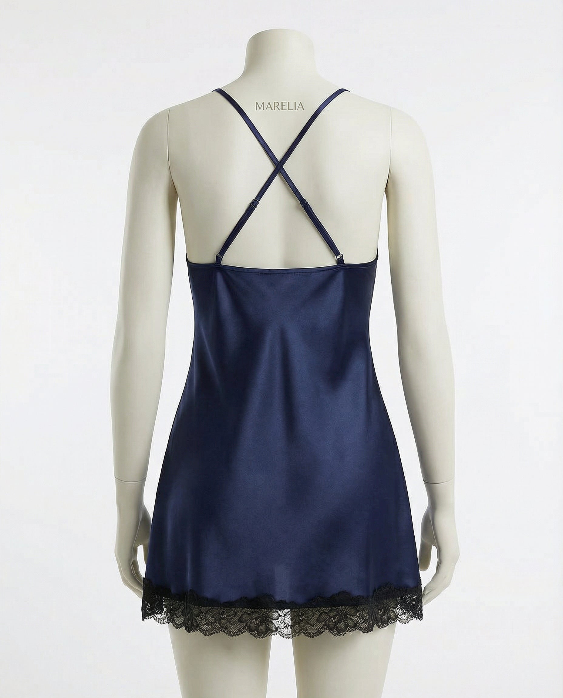 Marelia - Lace Trim Chemise With Open Back