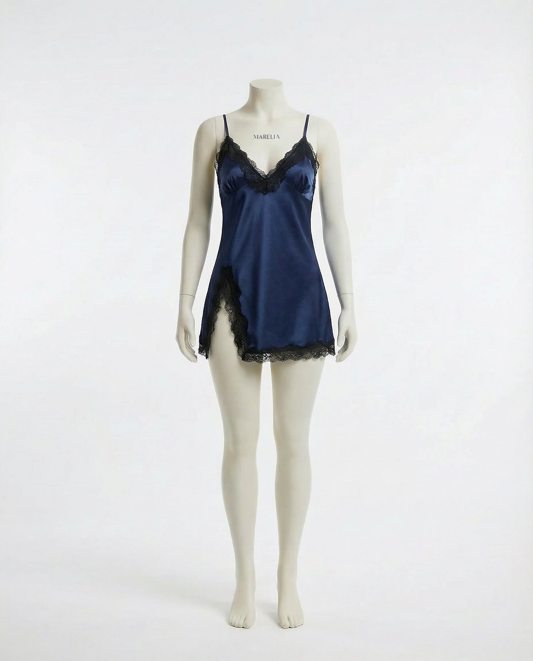 Marelia - Lace Trim Chemise With Open Back