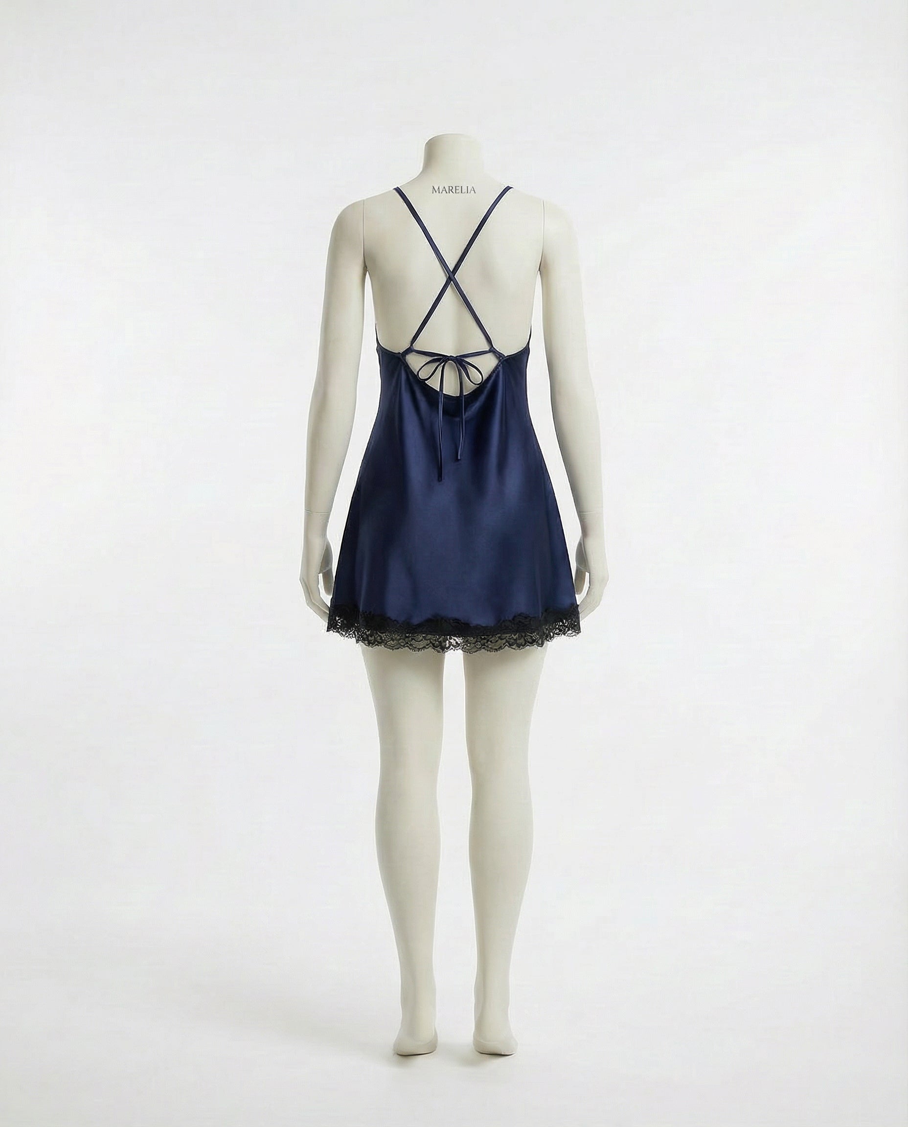 Marelia - Lace Trim Chemise With Open Back