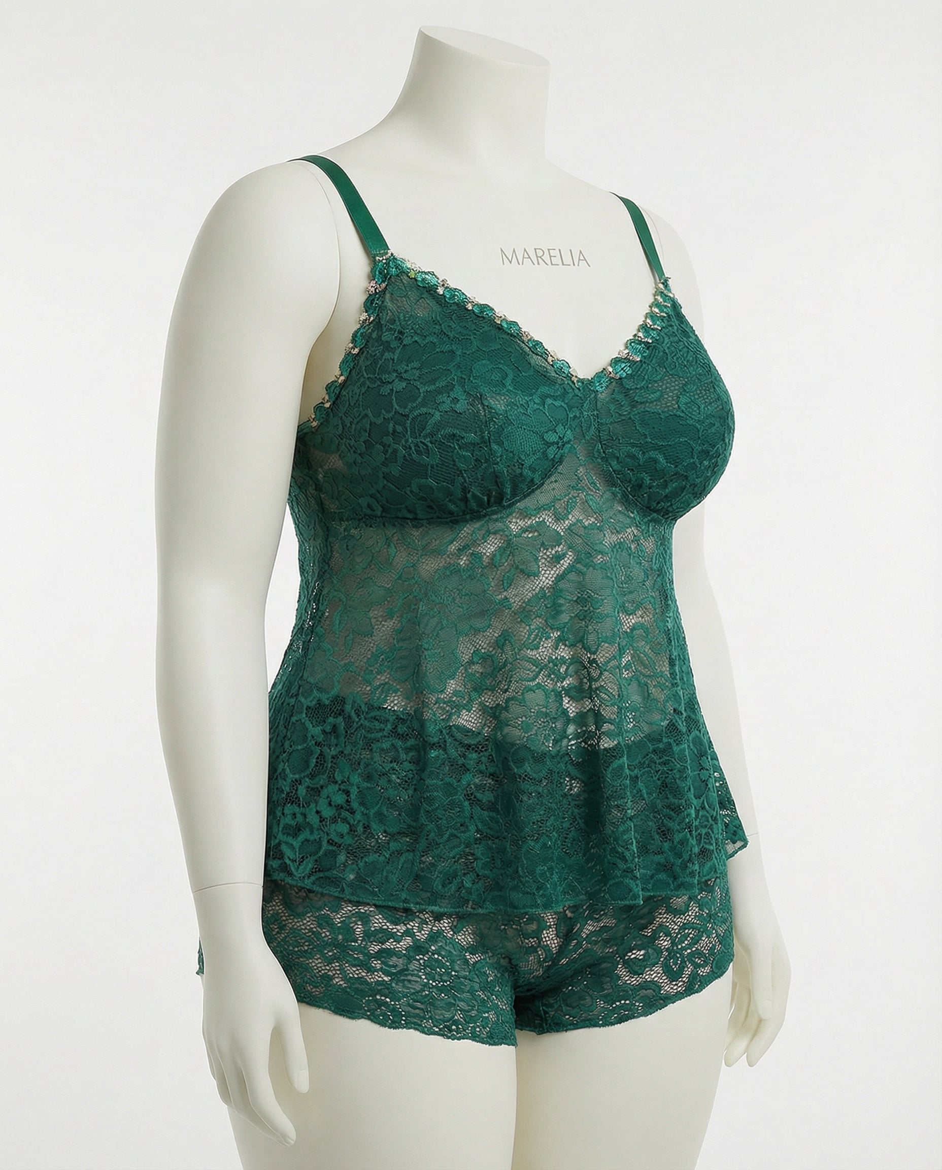 Marelia - Plus Size Lace Camisole And Shorts Set