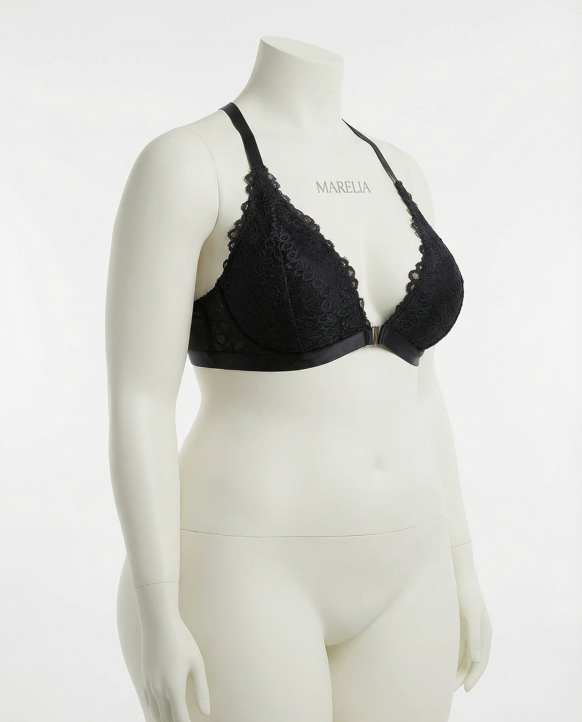 Marelia - Plus Size Lace Plunge Bra With Cross Back Straps
