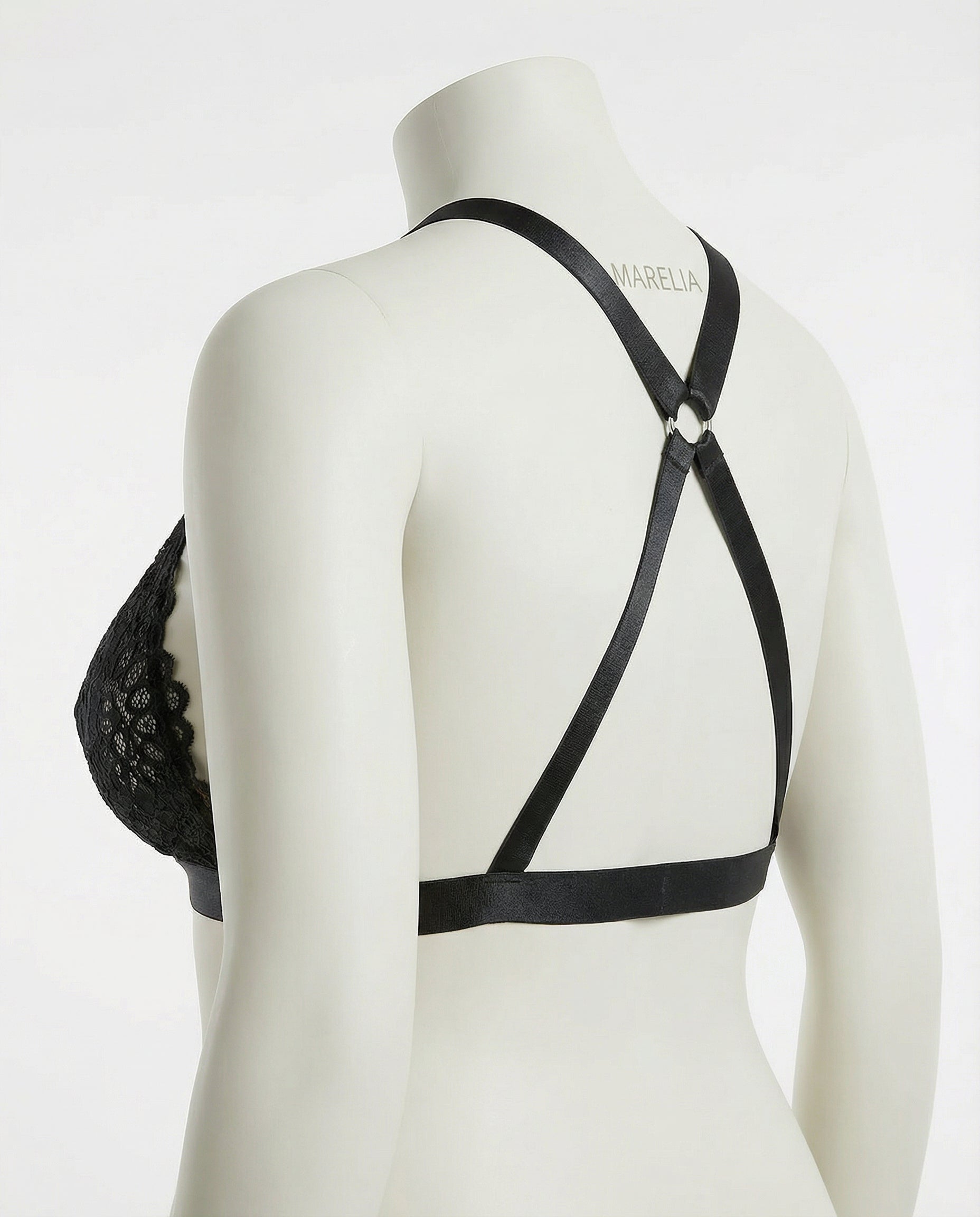 Marelia - Plus Size Lace Plunge Bra With Cross Back Straps