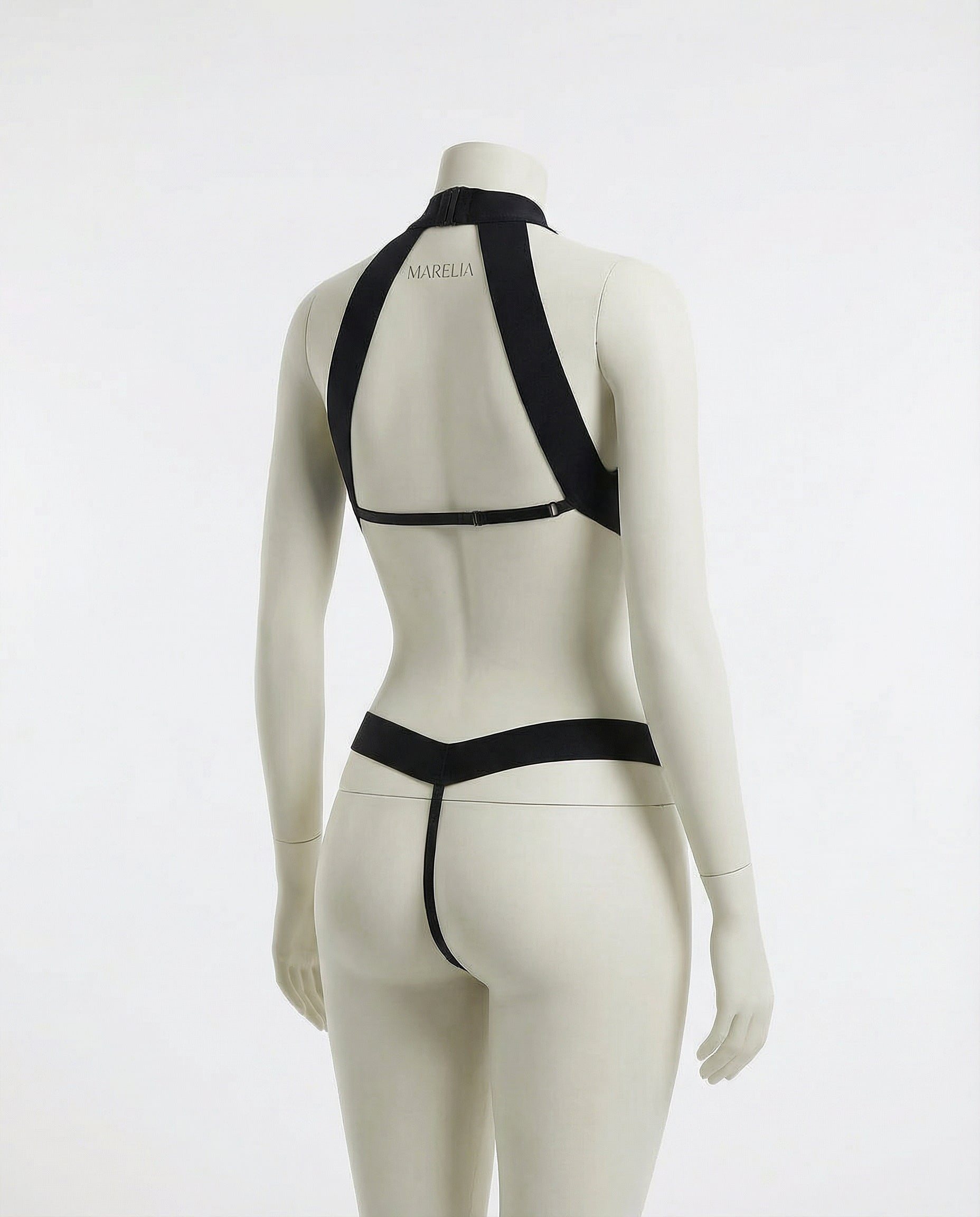 Marelia - Strappy Halter Teddy With Cutout Panels