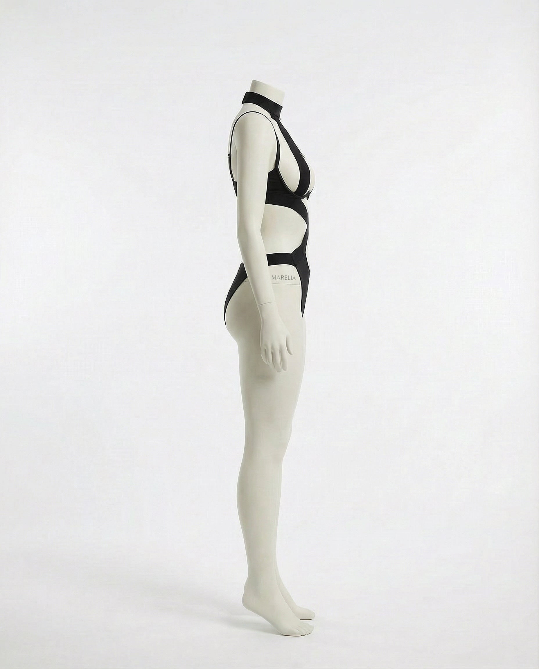 Marelia - Strappy Halter Teddy With Cutout Panels