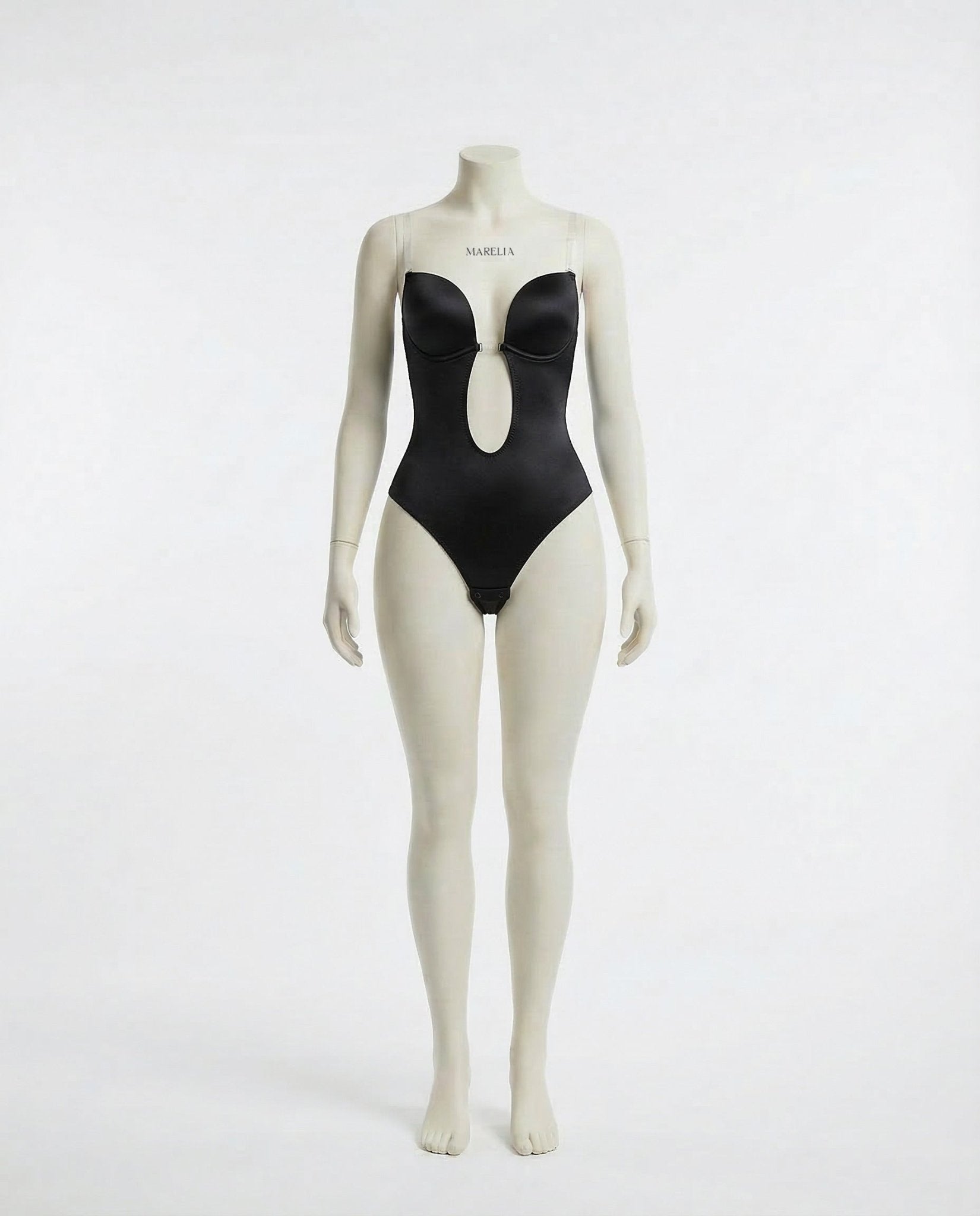 Black backless plunge invisible bodysuit