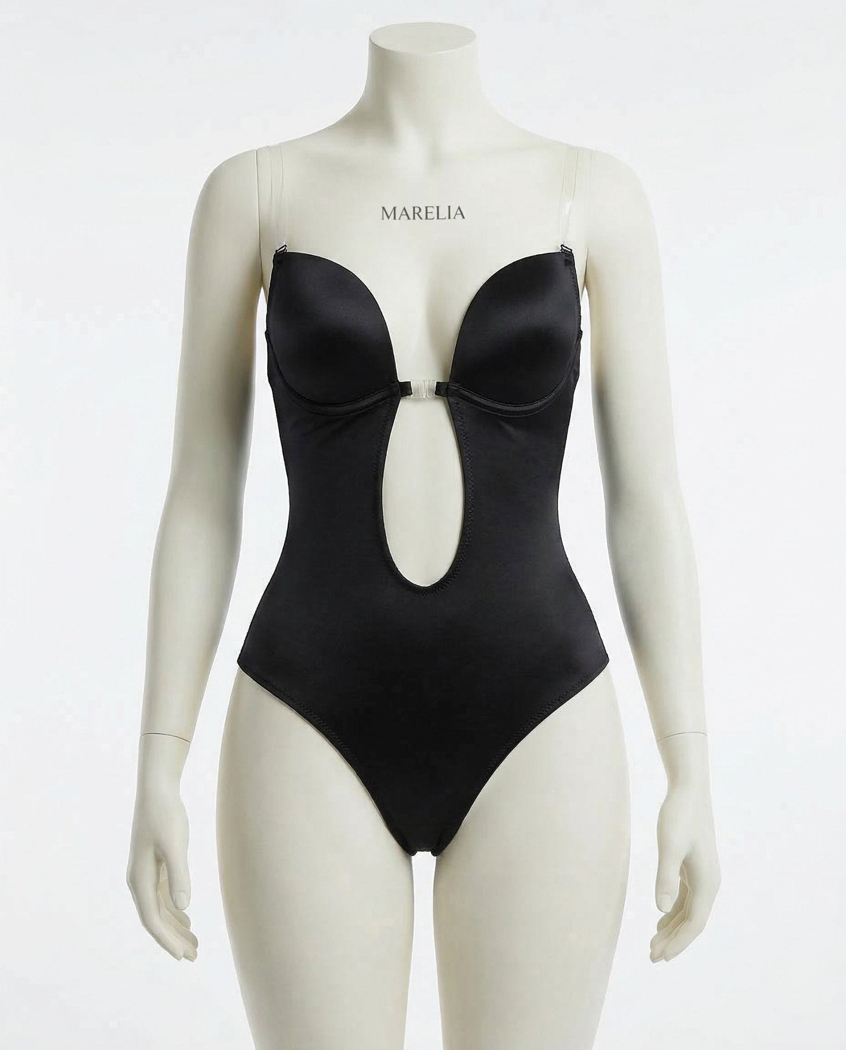 Black backless plunge invisible bodysuit