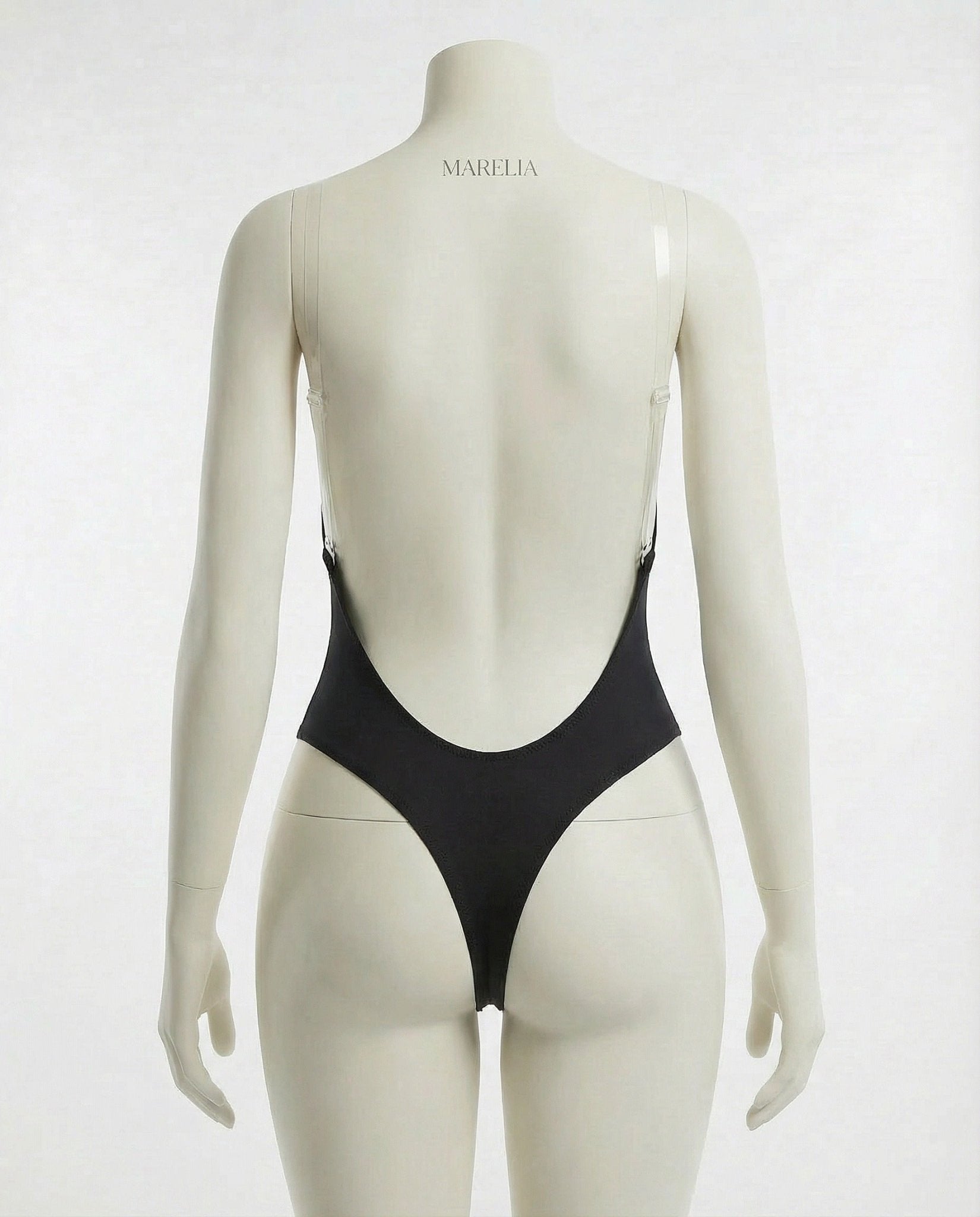 Black backless plunge invisible bodysuit