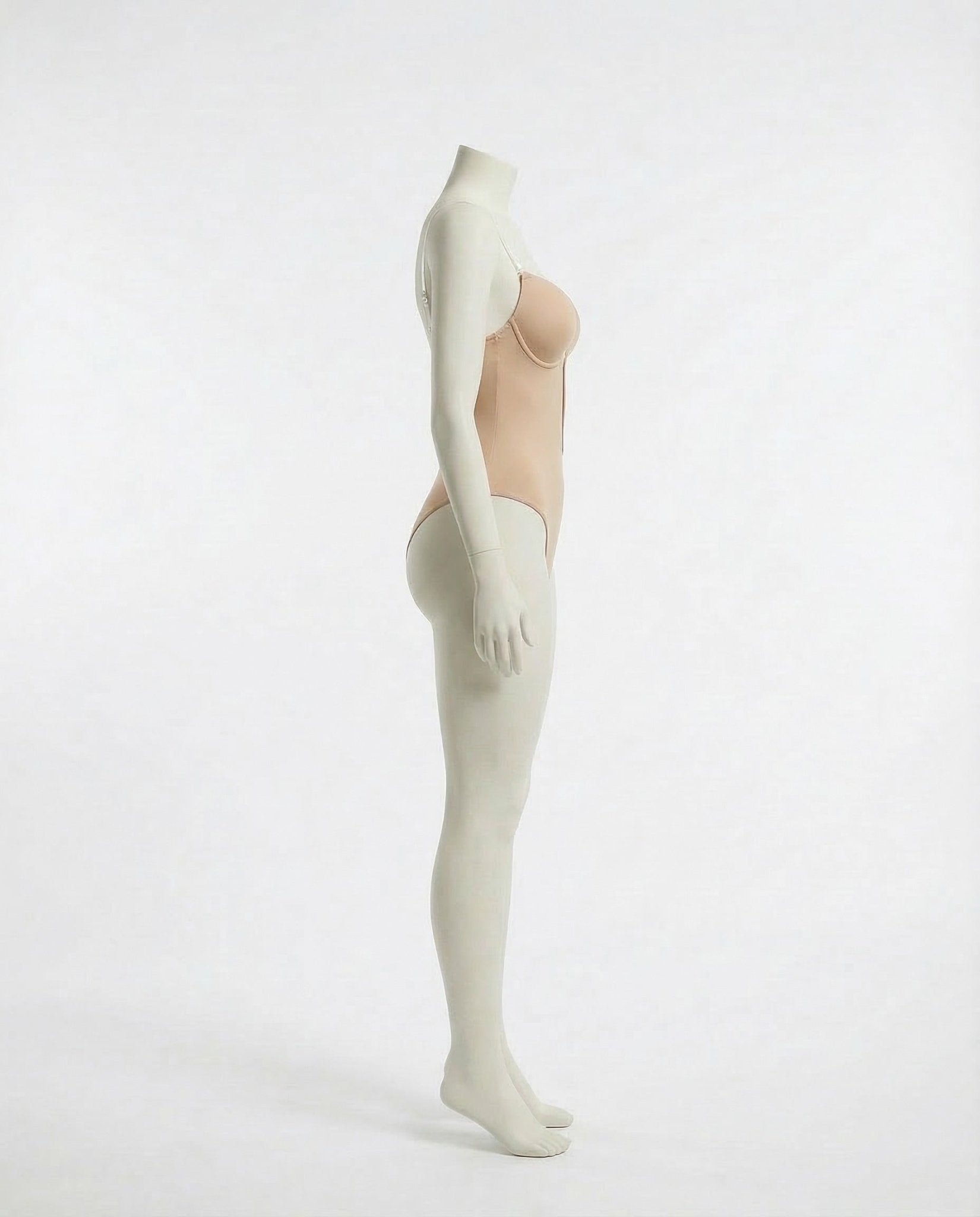 Beige backless plunge invisible bodysuit