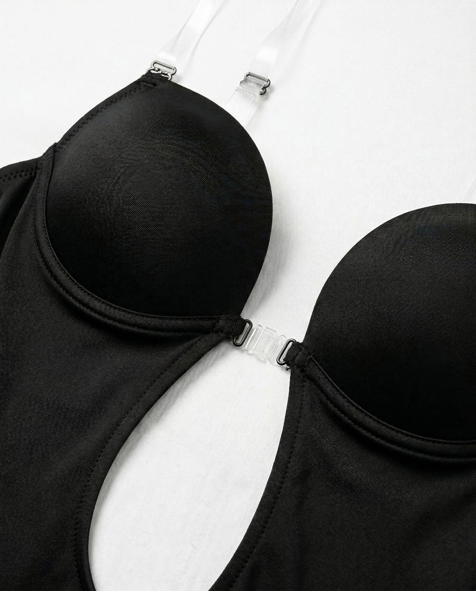 Black backless plunge invisible bodysuit
