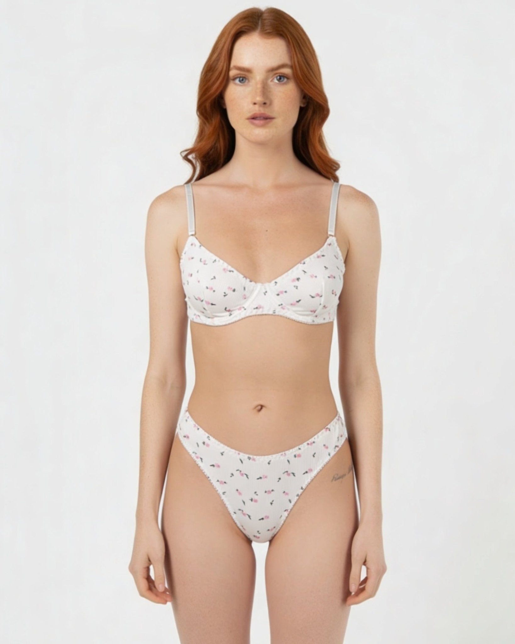 Cotton Cherry Print Bralette Set