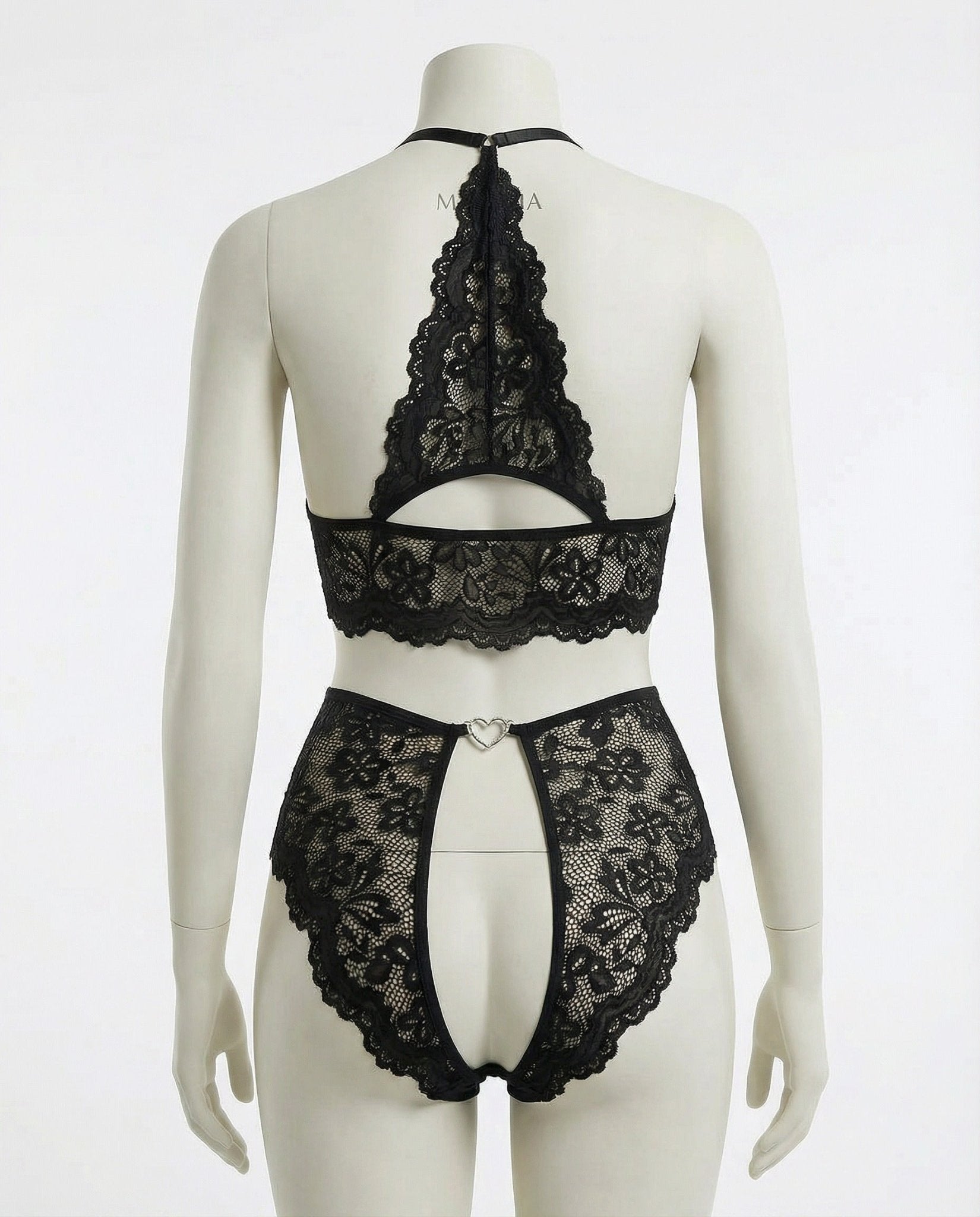 Crotchless Halter Lace Teddy - MARELIA
