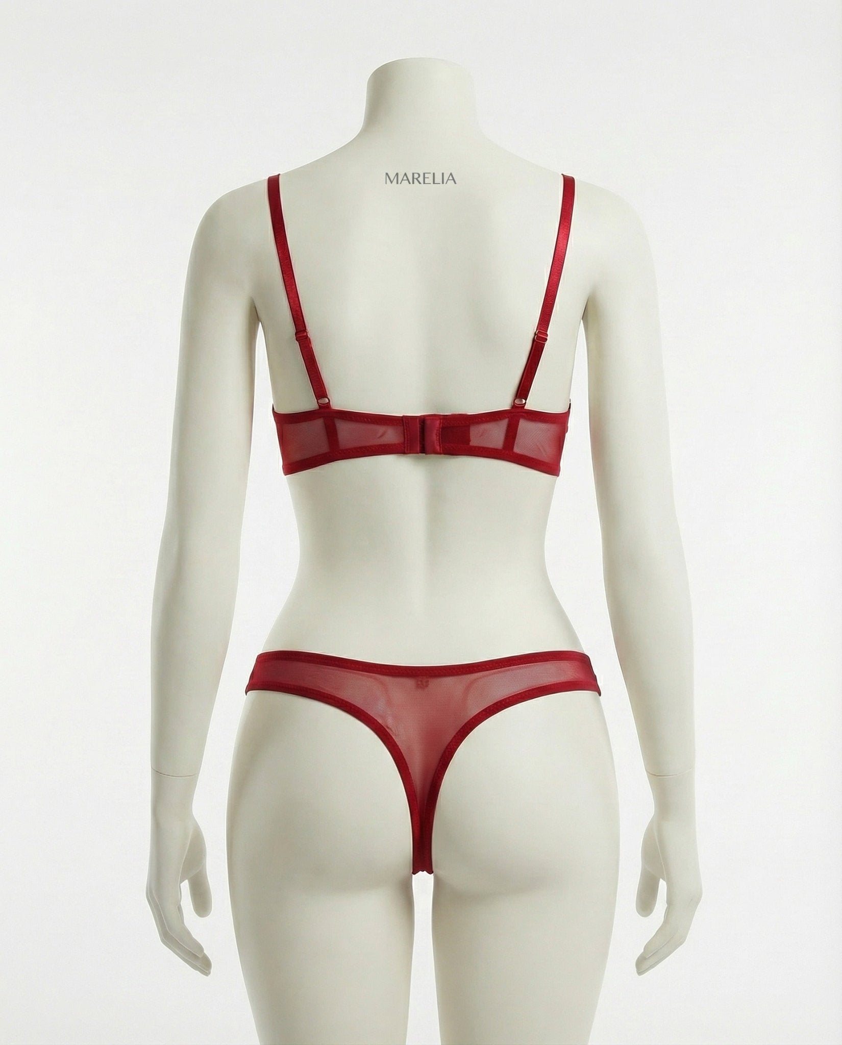 Burgundy embroidered lace brief back close-up detail