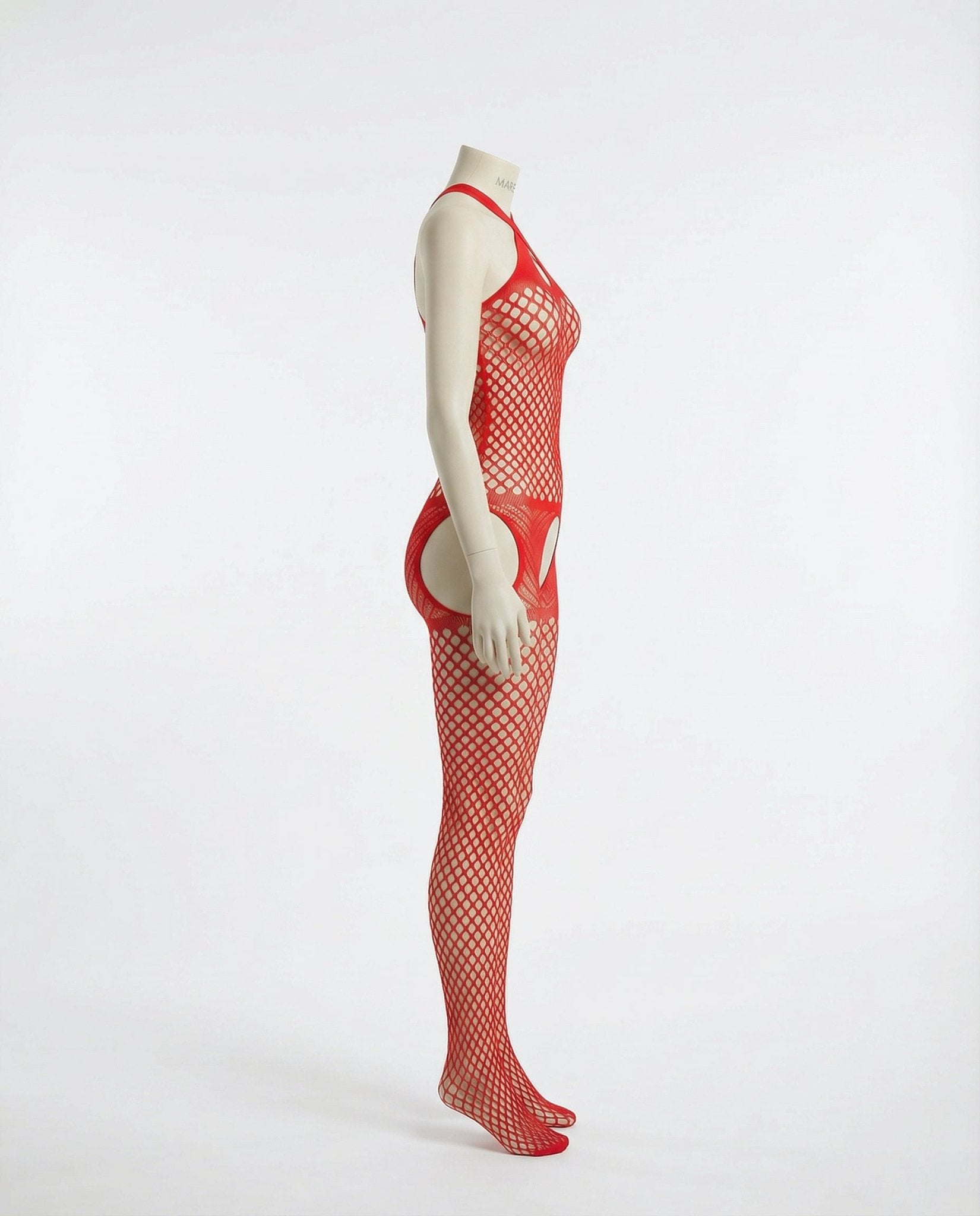Red Marelia - Fishnet Halter Bodystocking With Open Crotch