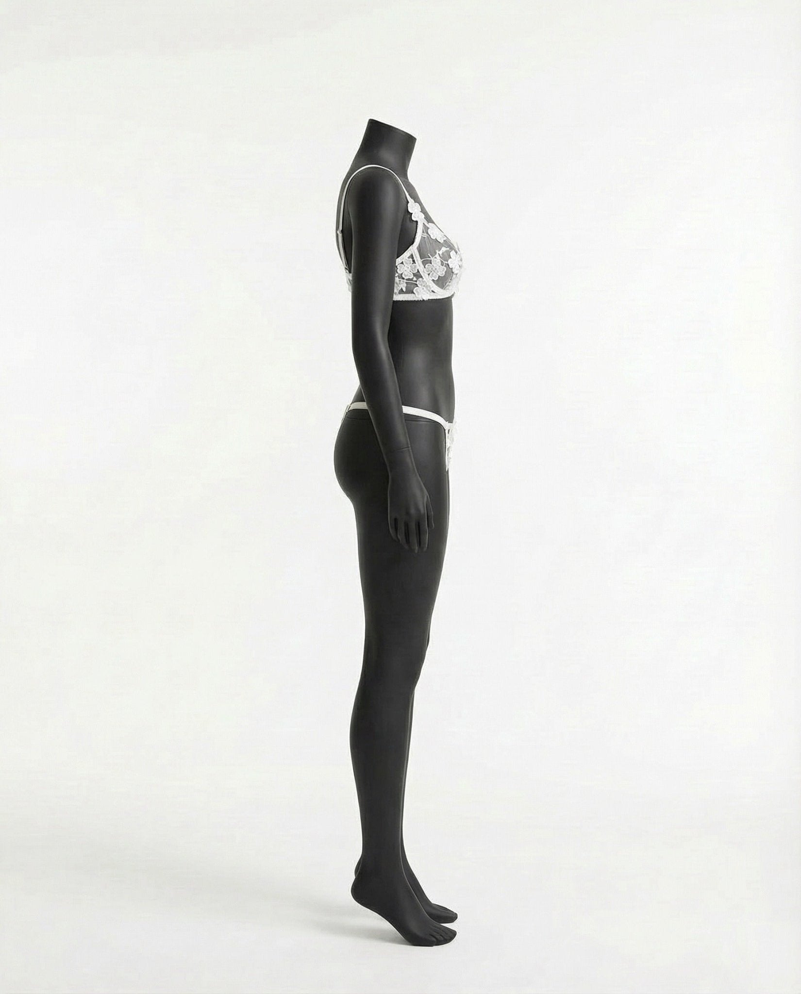 White floral embroidered lingerie set