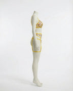 Yellow Floral Embroidered Lingerie Set - Marelia