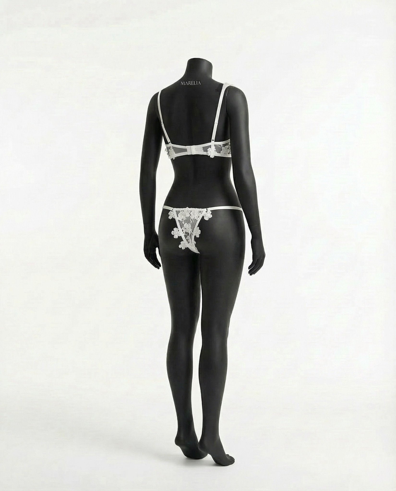 White floral embroidered lingerie set