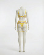 Yellow Floral Embroidered Lingerie Set - Marelia