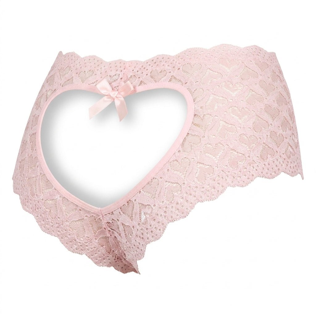 Pink Heart Cutout Lace Crotchless Panty - MARELIA