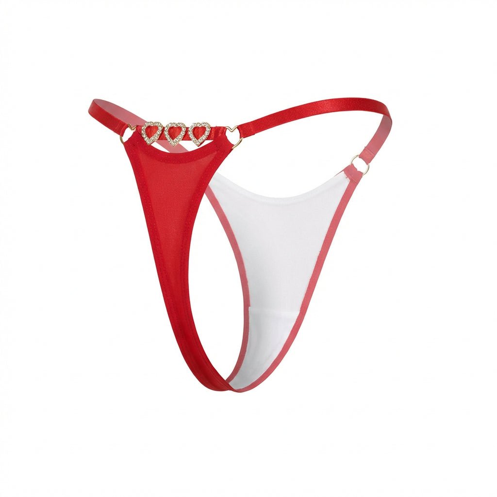 Red Jewel Detail G-String With Low Rise Waist - Marelia