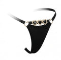 Black Jewel Detail G-String With Low Rise Waist - Marelia