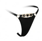 Black Jewel Detail G-String With Low Rise Waist - Marelia