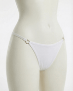 White Jewel Detail G-String With Low Rise Waist - Marelia