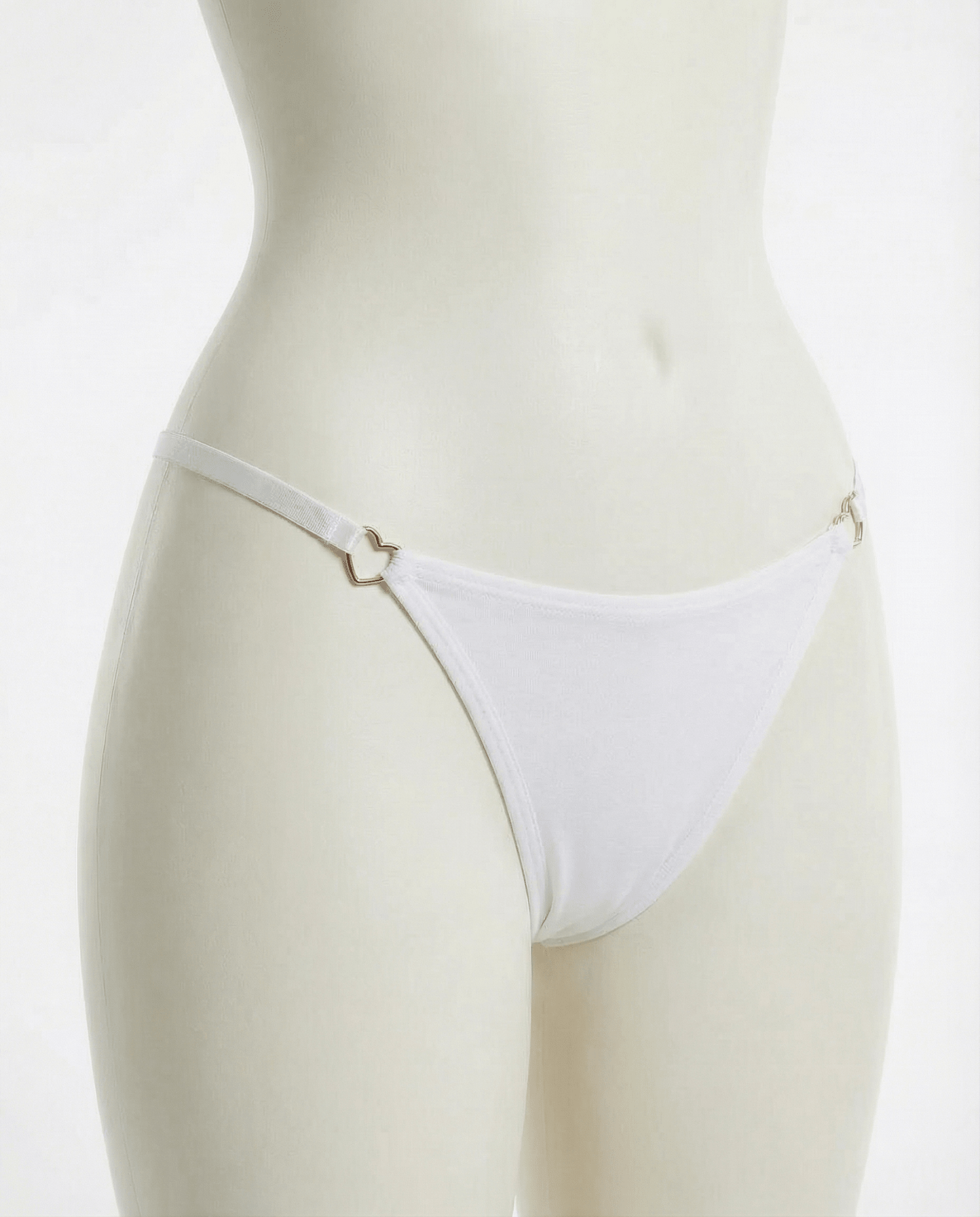 White Jewel Detail G-String With Low Rise Waist - Marelia