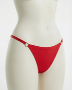 Red Jewel Detail G-String With Low Rise Waist - Marelia