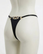 Black Jewel Detail G-String With Low Rise Waist - Marelia