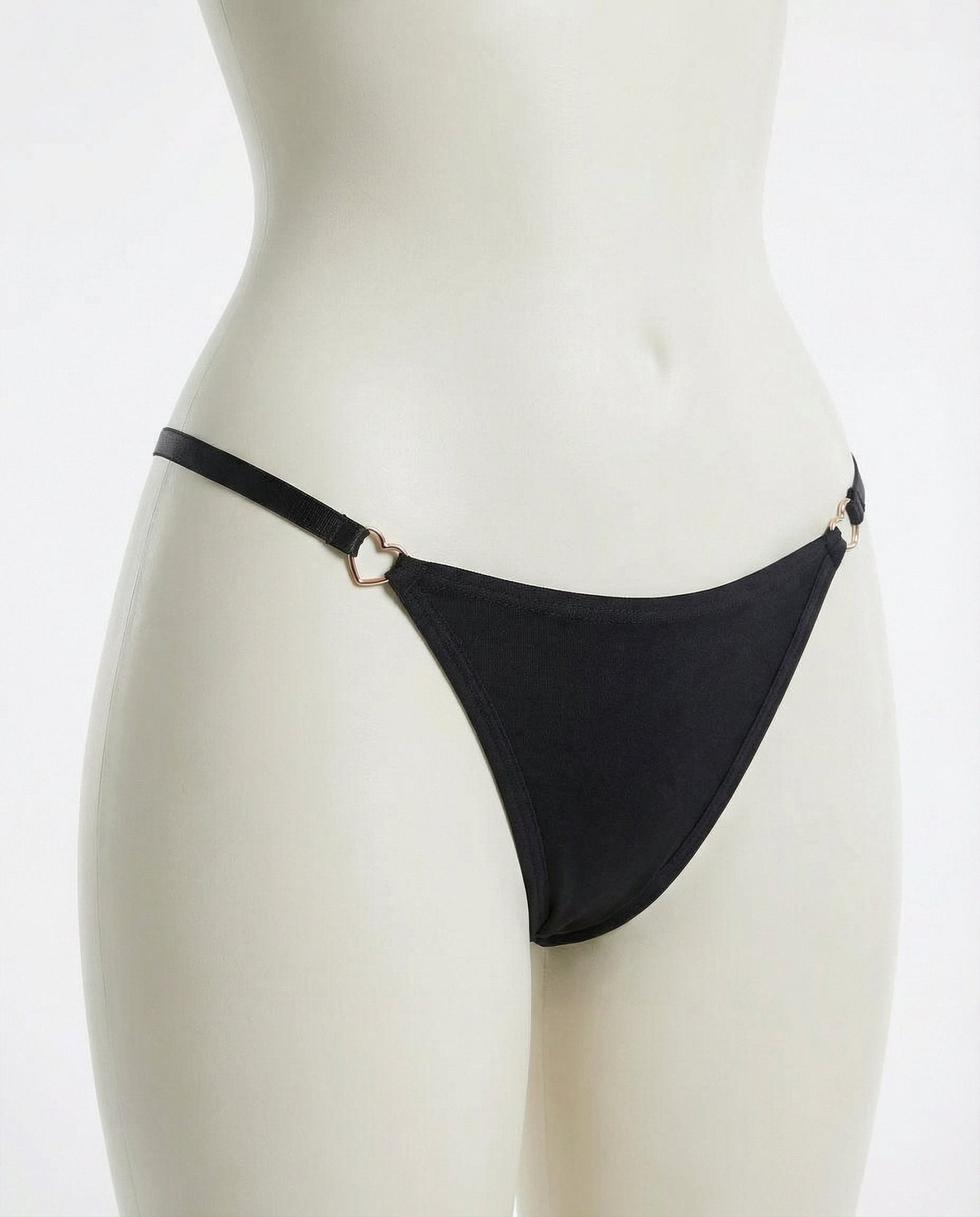 Black Jewel Detail G-String With Low Rise Waist - Marelia
