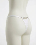 White Jewel Detail G-String With Low Rise Waist - Marelia