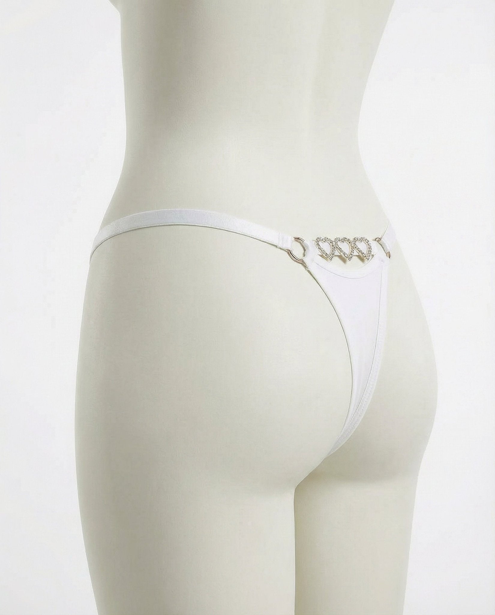 White Jewel Detail G-String With Low Rise Waist - Marelia