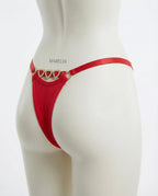 Red Jewel Detail G-String With Low Rise Waist - Marelia